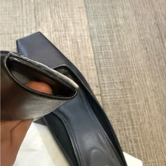 Toteme Mule Black 38 Square Toe Kitten Heel - Picture 6 of 12